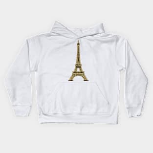 Eiffel Tower, Black+Gold Kids Hoodie